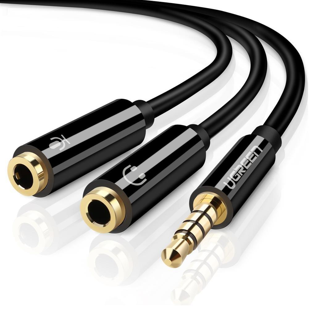 Ugreen Headphone Splitter Cable with Mic Black Best Price in Qatar - Main Image