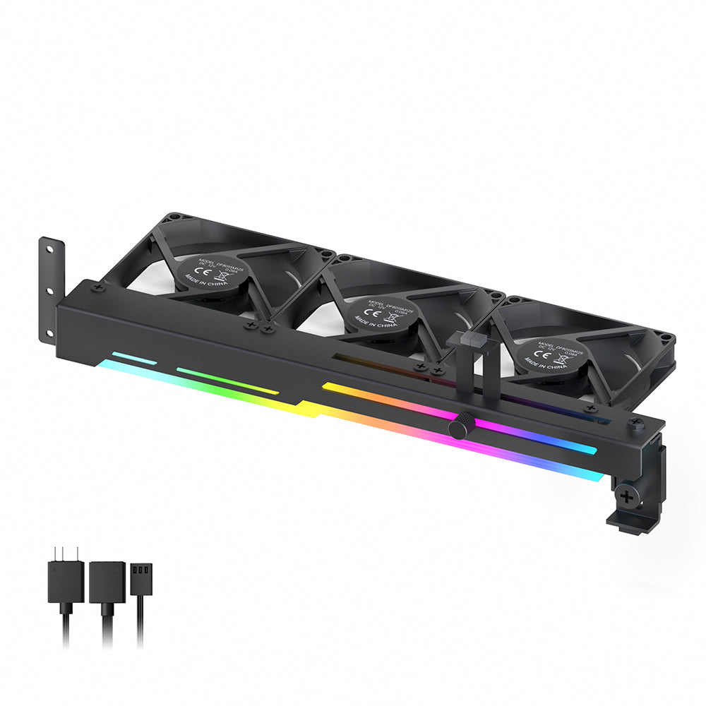 AsiaHorse Graphics Card Cooler with ARGB 5V 3Pin LED and Three 80mm Fans, RGB LED Graphics Card Holder, GPU Cooler Easy Installation-Black AsiaHorse Graphics Card Cooler with ARGB 5V 3Pin LED and Three 80mm Fans, RGB LED Graphics Card Holder, GPU Cooler Easy Installation-Black