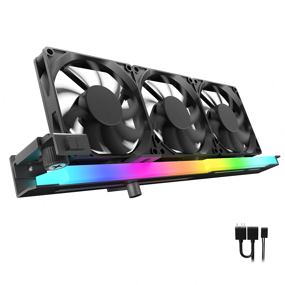 AsiaHorse Graphics Card Cooler with ARGB 5V 3Pin LED and Three 80mm Fans, RGB LED Graphics Card Holder, GPU Cooler Easy Installation-Black