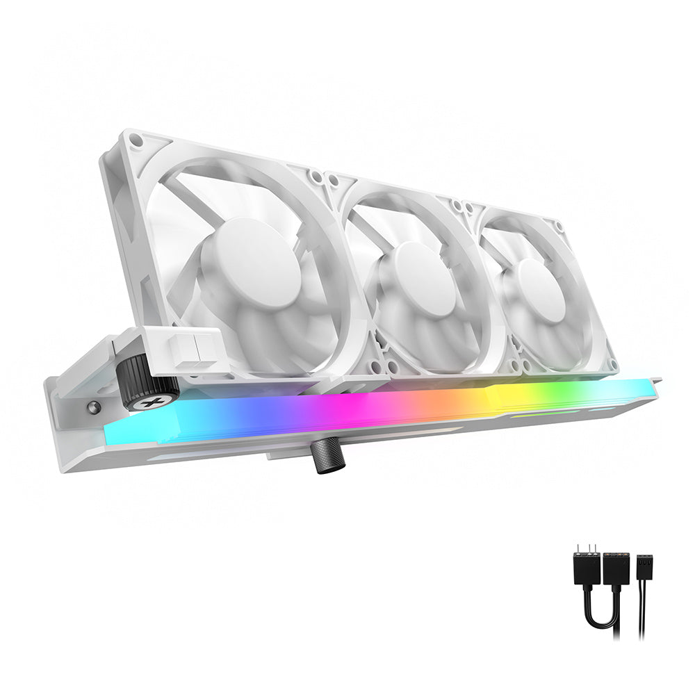 AsiaHorse Graphics Card Cooler with ARGB 5V 3Pin LED and Three 80mm Fans, RGB LED Graphics Card Holder, GPU Cooler Easy Installation- White