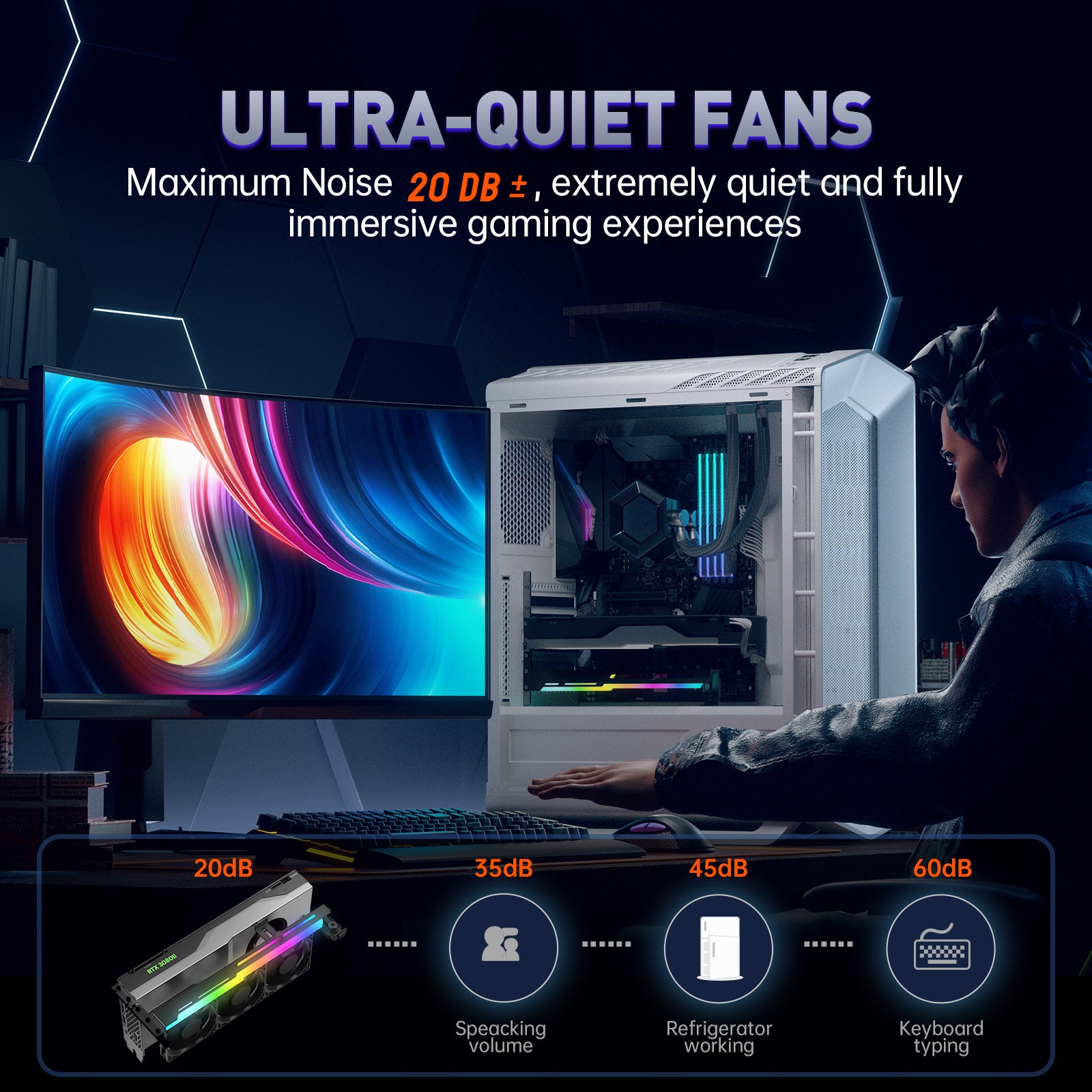 AsiaHorse Graphics Card Cooler with ARGB 5V 3Pin LED and Three 80mm Fans, RGB LED Graphics Card Holder, GPU Cooler Easy Installation-Black AsiaHorse Graphics Card Cooler with ARGB 5V 3Pin LED and Three 80mm Fans, RGB LED Graphics Card Holder, GPU Cooler Easy Installation-Black