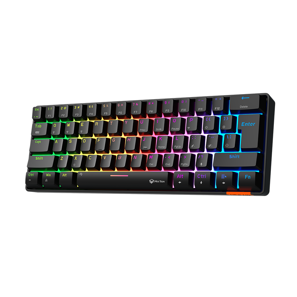 MEETION Dual Mode Bluetooth 60% Gaming Keyboard MK005BT - Black (عربي\انجليزي)