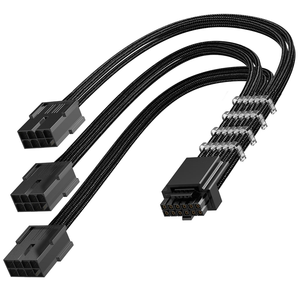 AsiaHorse 16AWG PCI-e 5.0 12VHPWR PSU Cable Extension, 600W 12+4 Pin Male to PCIE 3x8 Pin(6+2) Female PC Cable Extension