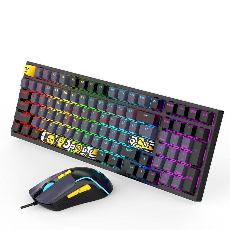 GW3000 Mechanical Keyboard and Mouse Combo RGB Gaming - Black