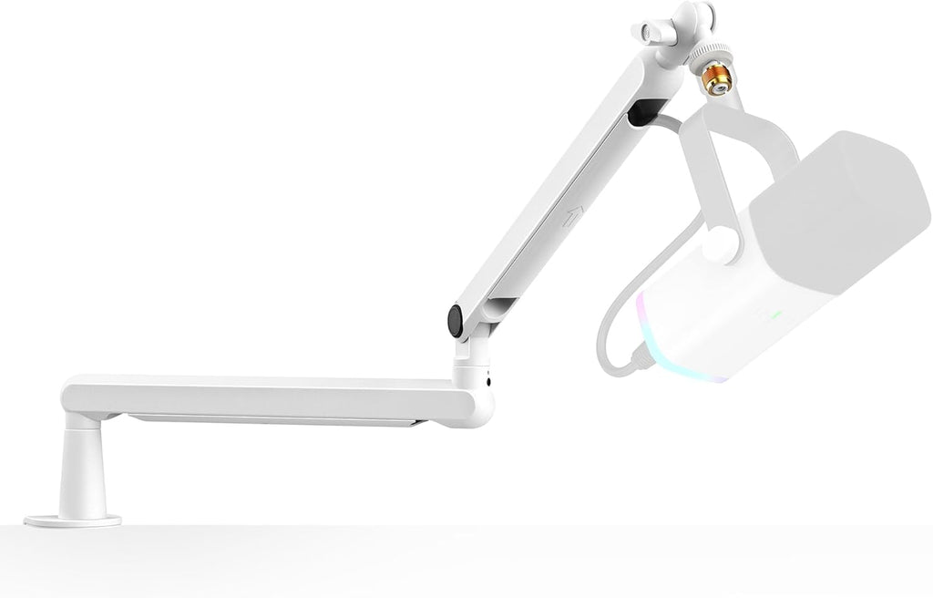 FIFINE Microphone Boom Arm, Low Profile Adjustable Stick Microphone Arm Stand (BM88) - White