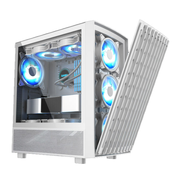 SAMA Neview 3601 Tempered Glass ATX Mid Tower Gaming Computer Case - White