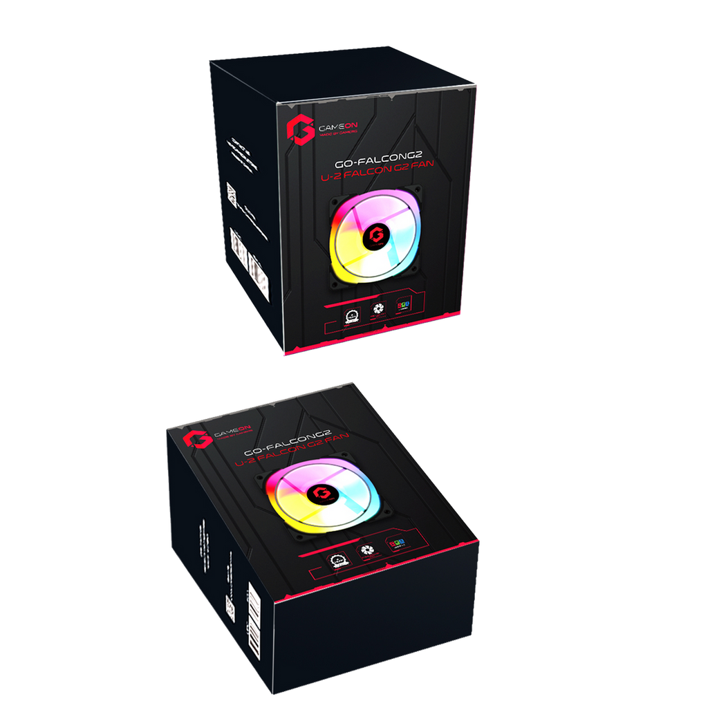 GAMEON - U-2 Falcon G2 Case Fan , 3 Pack (Fixed RGB with Molex 4 PIN Connection) - Black