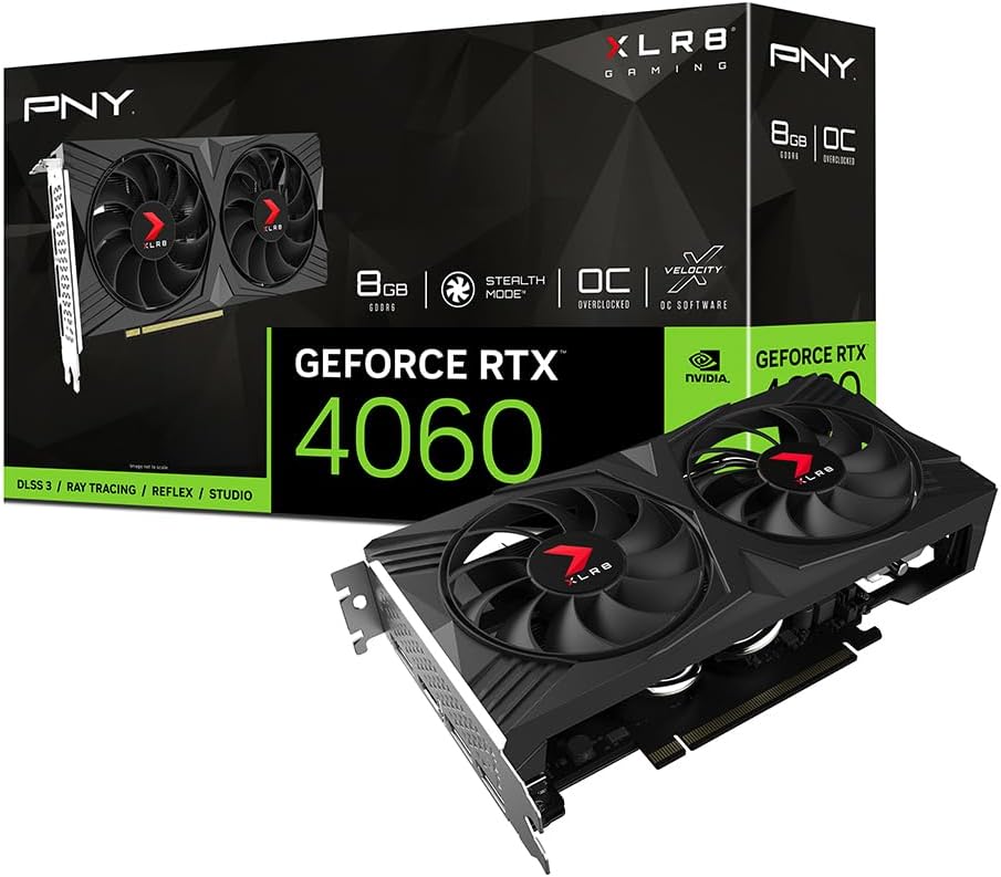 PNY GeForce RTX™ 4060 8GB XLR8 Gaming Verto™ Dual Fan OC DLSS 3 Graphics Card