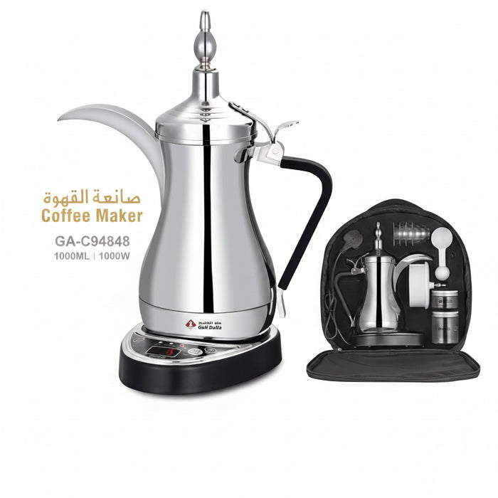 Gulf Dalla GA-C94848 chrome Arabic tea and coffee maker with travel bag and accessories