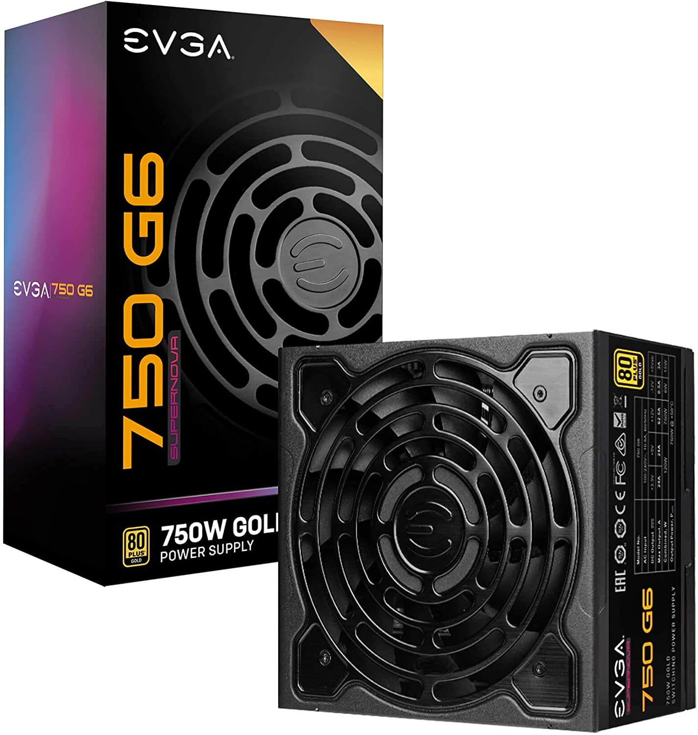 EVGA SuperNOVA 750 G6, 80 Plus Gold 750W, Fully Modular Power Supply, Eco Mode with FDB Fan EVGA SuperNOVA 750 G6, 80 Plus Gold 750W, Fully Modular Power Supply, Eco Mode with FDB Fan