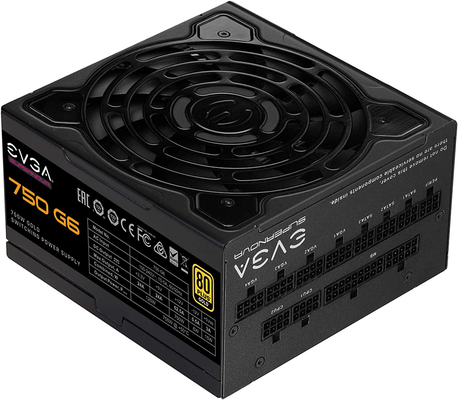 EVGA SuperNOVA 750 G6, 80 Plus Gold 750W, Fully Modular Power Supply, Eco Mode with FDB Fan EVGA SuperNOVA 750 G6, 80 Plus Gold 750W, Fully Modular Power Supply, Eco Mode with FDB Fan