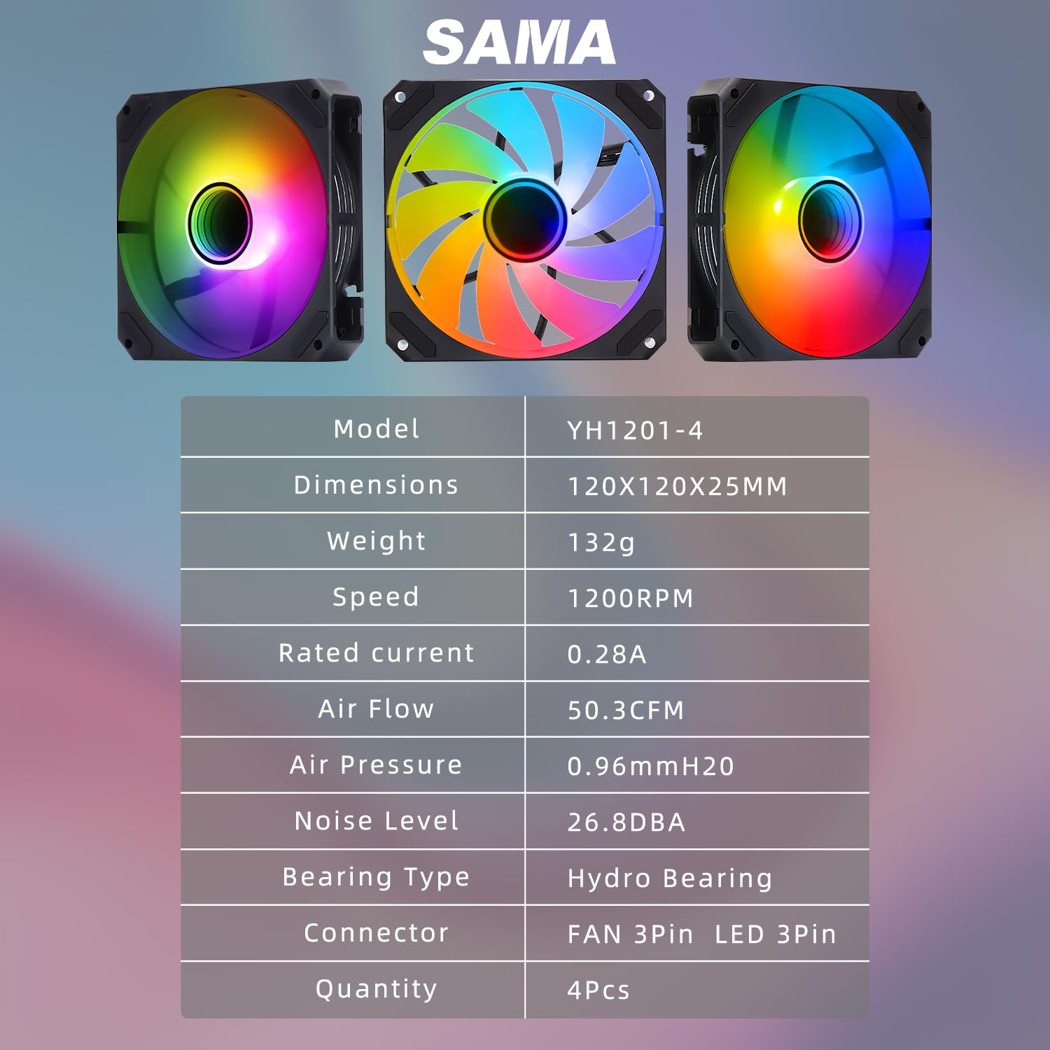 SAMA YH120I-4 ARGB 4x120mm 4 in 1 KitPack Fan - Black SAMA YH120I-4 ARGB 4x120mm 4 in 1 KitPack Fan - Black