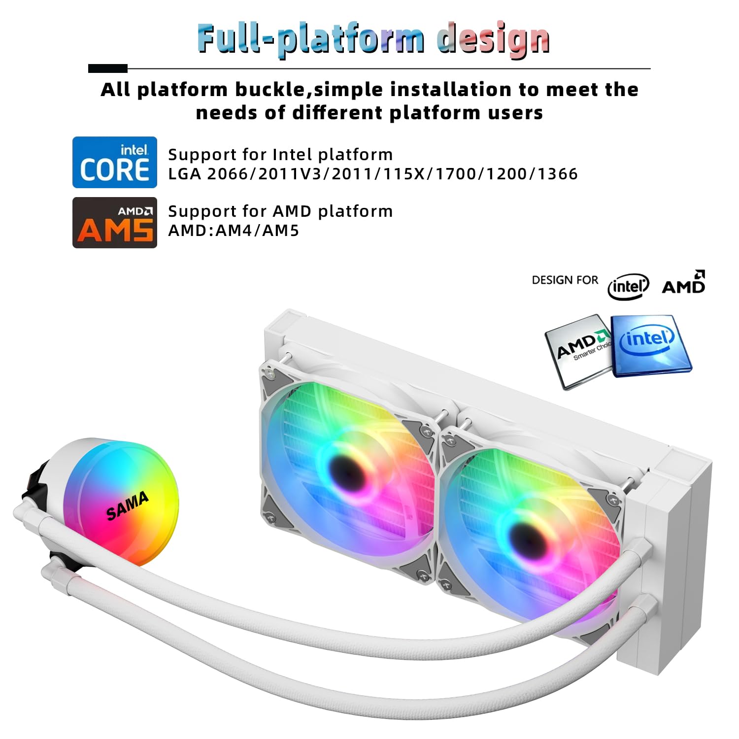 SAMA SI240 240mm AIO Liquid CPU Cooler - White SAMA SI240 240mm AIO Liquid CPU Cooler - White