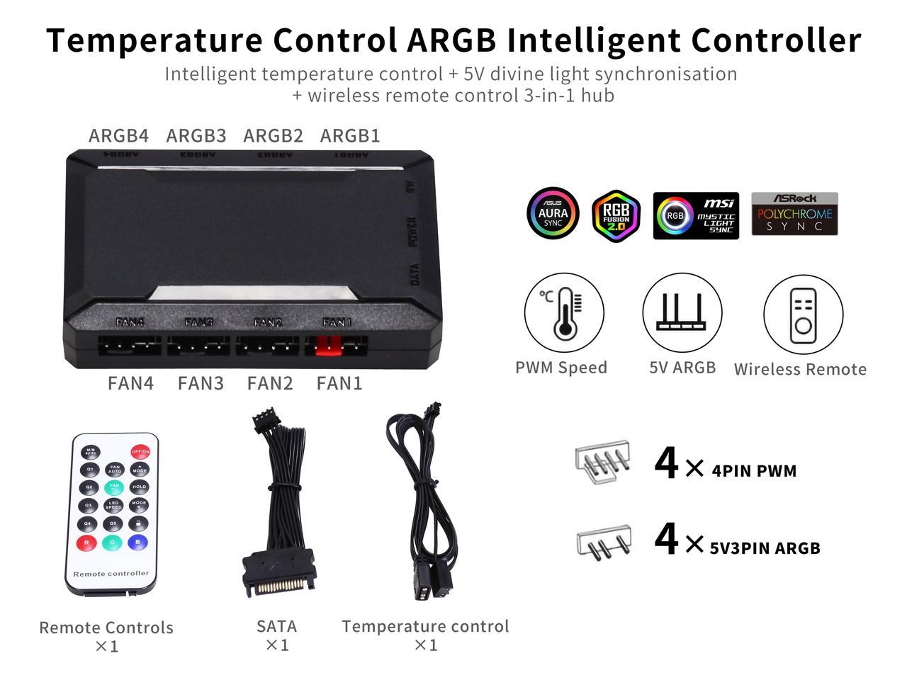 SAMA 4 Ports ARGB And Fan HUB Controller - Black SAMA 4 Ports ARGB And Fan HUB Controller - Black