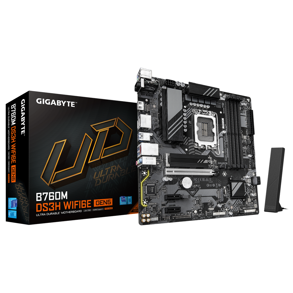Gigabyte B760M DS3H WiFi 6E Gen5 DDR5 Intel Ultra Durable Micro ATX Motherboard