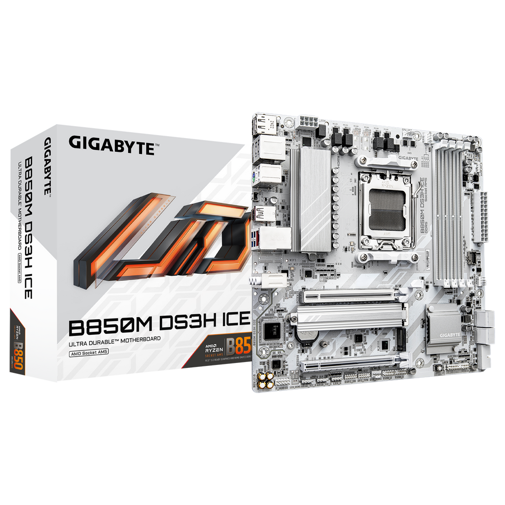 Gigabyte B850M DS3H ICE, AM5 DDR5 White Micro-ATX Motherboard