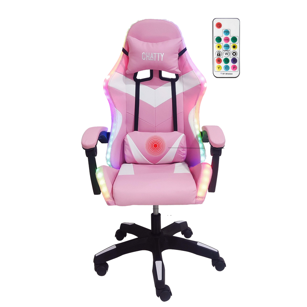 Chatty RGB Comfortable Leather Gaming Chair - Pink