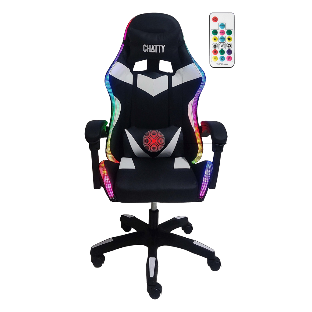 Chatty RGB Comfortable Leather Gaming Chair - Black&White