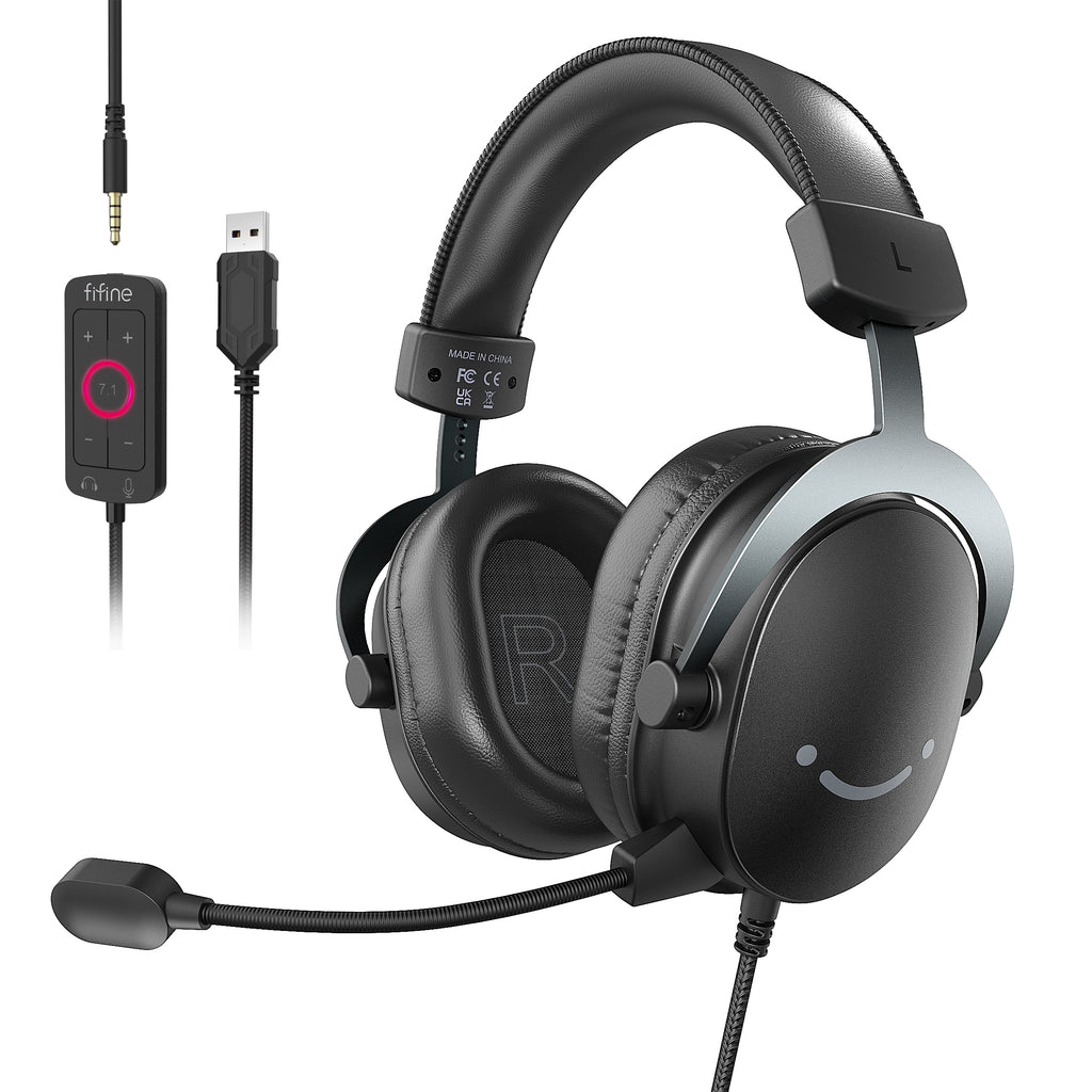 FIFINE AmpliGame H9 3.5mm Headset with USB Control Box for Mute, I/O Controls, 7.1 Surround Sound for Console/PC - Black FIFINE AmpliGame H9 3.5mm Headset with USB Control Box for Mute, I/O Controls, 7.1 Surround Sound for Console/PC - Black