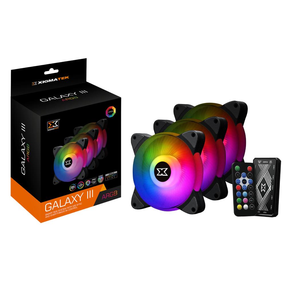 Xigmatek Galaxy III Essential BX120 120mm ARGB 3 Fan Kit - Black