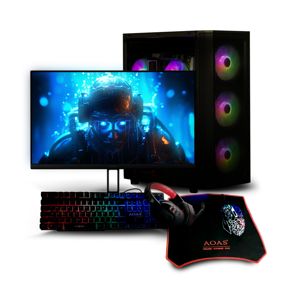 Super Gaming PC Bundle | Intel i5 12400F - RTX 5060 - 16GB RAM - 500GB M.2, 24" 100Hz Monitor, Keyboard, Mouse, Mouse pad & Headset