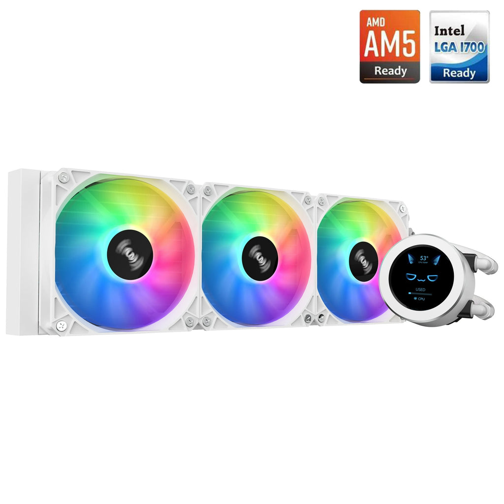 SAMA SM360 360mm AIO RGB Liquid Cooler LCD Display Screen - White