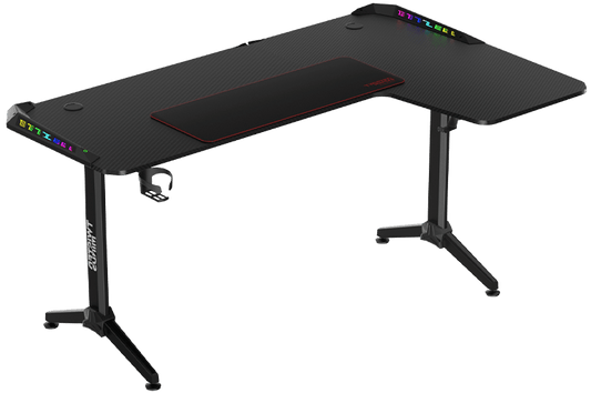 Twisted Minds WARRIOR L Shaped Gaming Desk RGB Right Black