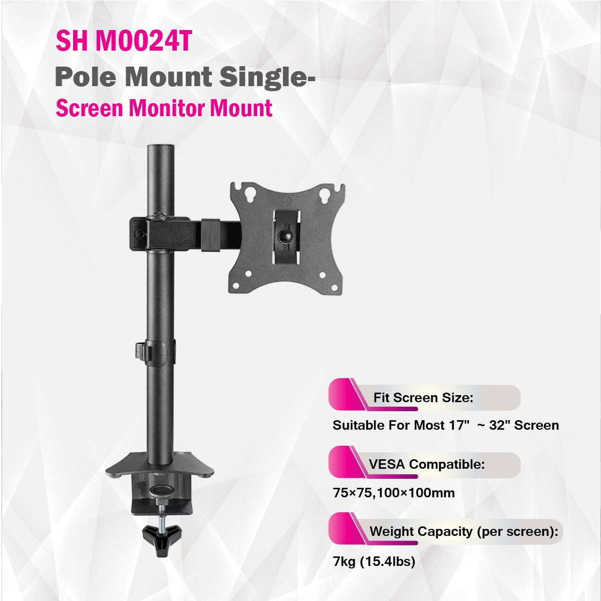 Skill Tech Pole Mount Single-Screen Monitor Mount - Black Skill Tech Pole Mount Single-Screen Monitor Mount - Black