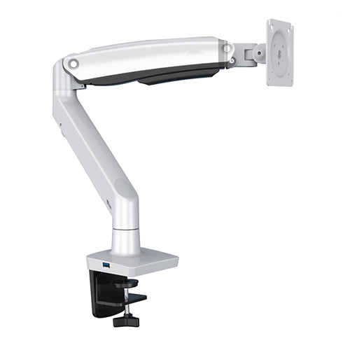 Skill Tech Single Monitor arm Gas Spring Aluminium Desktop Mount - White