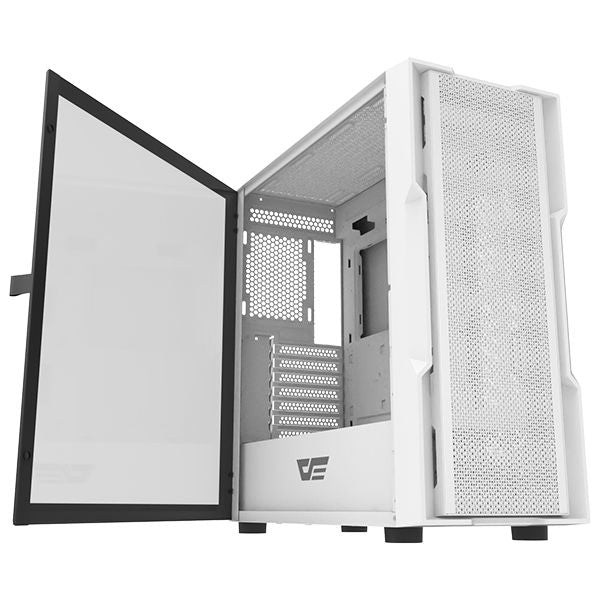Aigo DarkFlash DK431 Mesh E-ATX Full Tower Gaming Case (With 4*ARGB Black Fans) - White