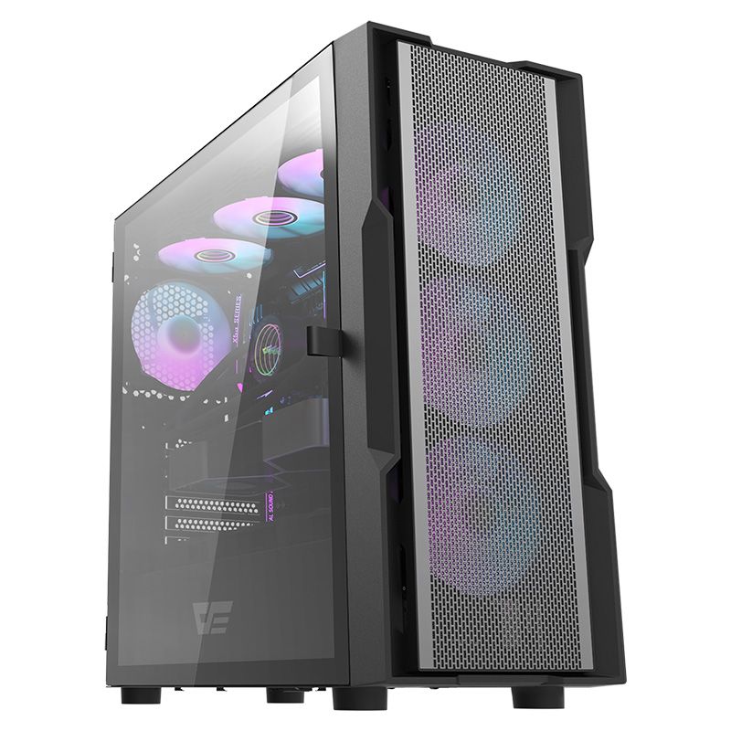 Aigo DarkFlash DK431 Mesh E-ATX Full Tower Gaming Case (With 4*ARGB Fans) - Black