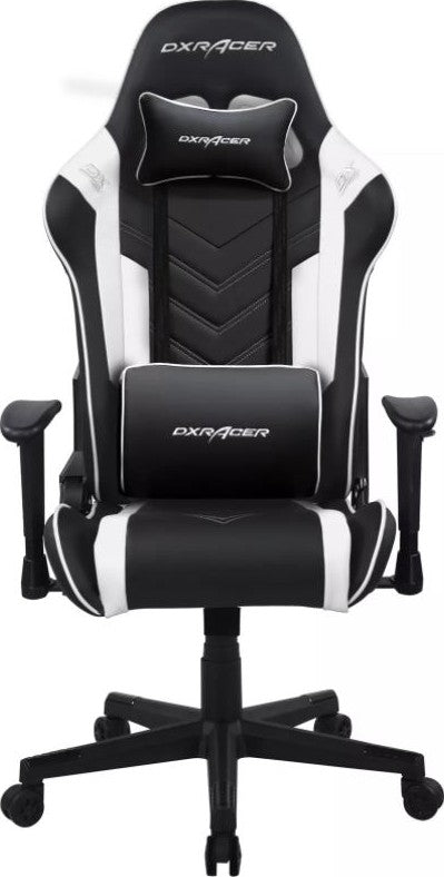 DXRacer Prince Series P132 Gaming Chair, 1D Armrests with Soft Surface - Black/White
