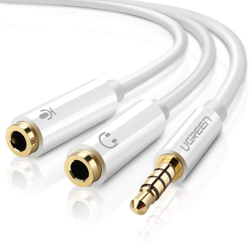 Ugreen Headphone Splitter Cable with Mic - White
