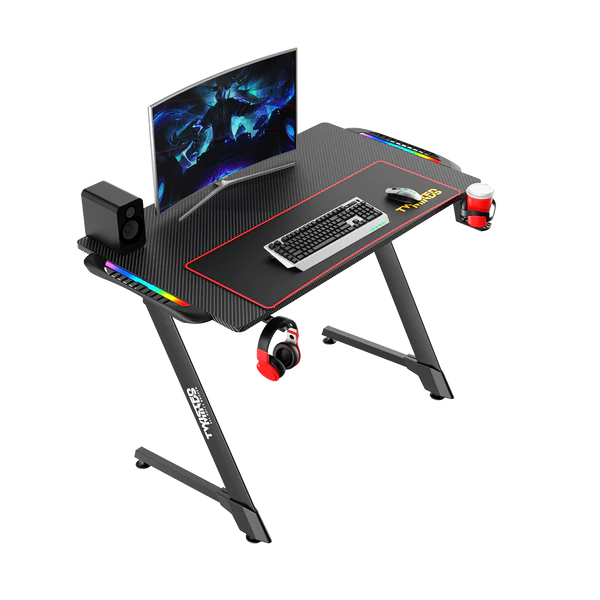 Twisted Minds Z Shaped Carbon Fiber Textured RGB Gaming Desk