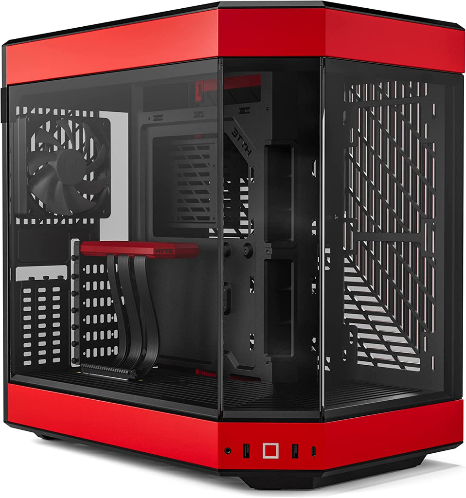 HYTE Y60 Modern Aesthetic Dual Chamber Panoramic Tempered Glass Mid-Tower ATX Computer Gaming Case with PCIE 4.0 Riser Cable - Red