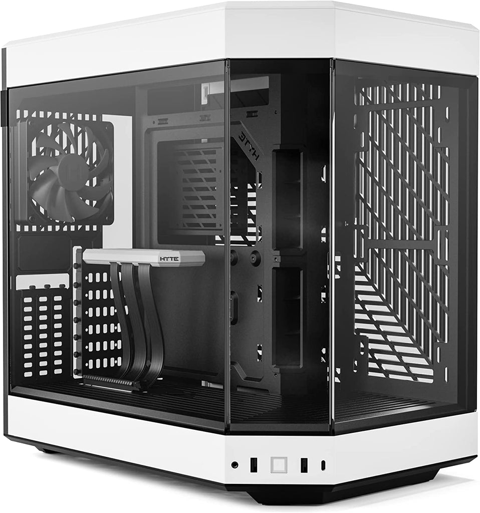 HYTE Y60 Modern Aesthetic Dual Chamber Panoramic Tempered Glass Mid-Tower ATX Computer Gaming Case with PCIE 4.0 Riser Cable - White