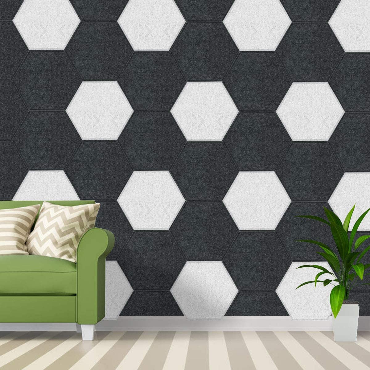 Hexagon Acoustic Panels Sound Proof Padding, Beveled Edge Sound Panels, Used in Wall Decoration and Acoustic Treatment - Sesame Hexagon Acoustic Panels Sound Proof Padding, Beveled Edge Sound Panels, Used in Wall Decoration and Acoustic Treatment - Sesame