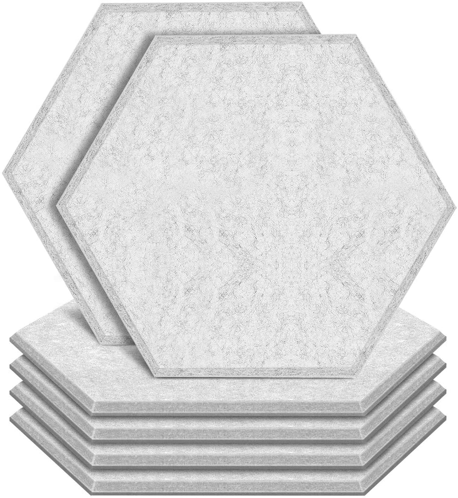 Hexagon Acoustic Panels Sound Proof Padding, Beveled Edge Sound Panels, Used in Wall Decoration and Acoustic Treatment - Grey