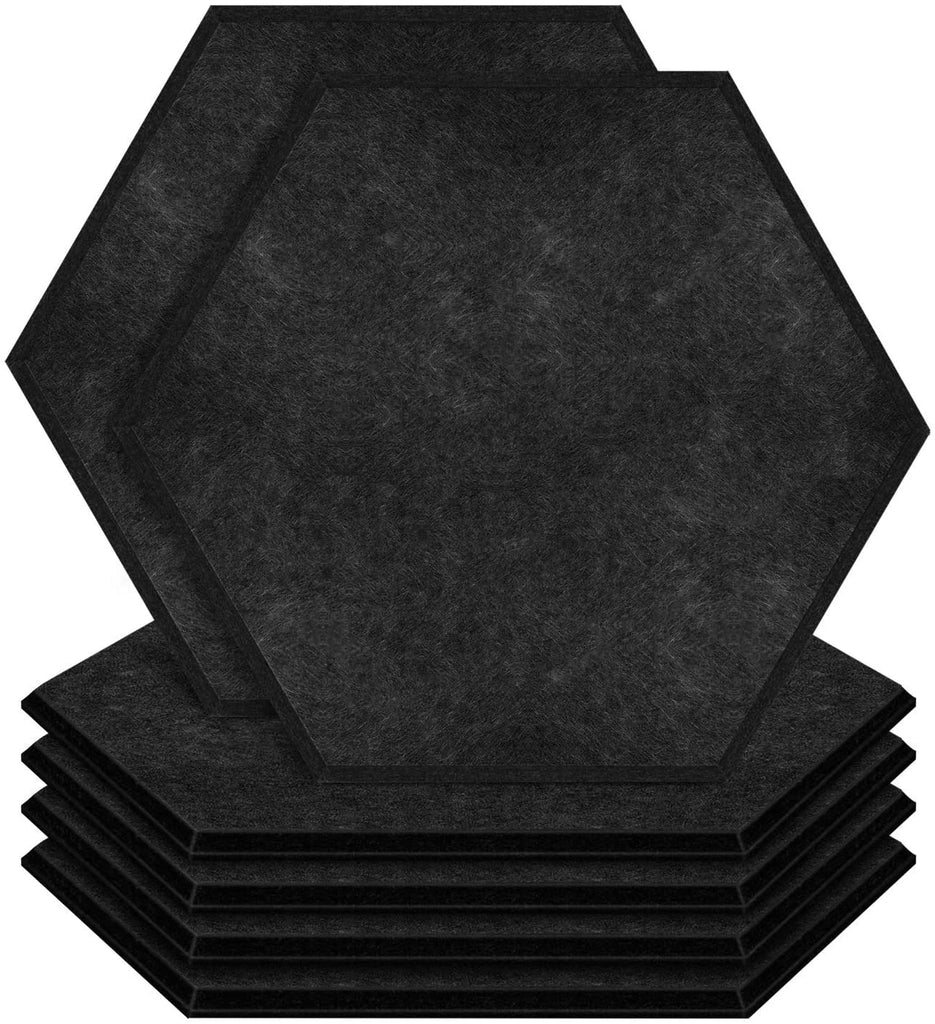 Hexagon Acoustic Panels Sound Proof Padding, Beveled Edge Sound Panels, Used in Wall Decoration and Acoustic Treatment - Black