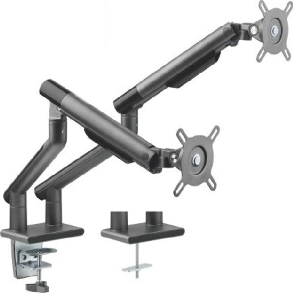 Twisted Minds Dual Monitors Premium Slim Aluminum Spring-Assisted Monitor Arms - Grey