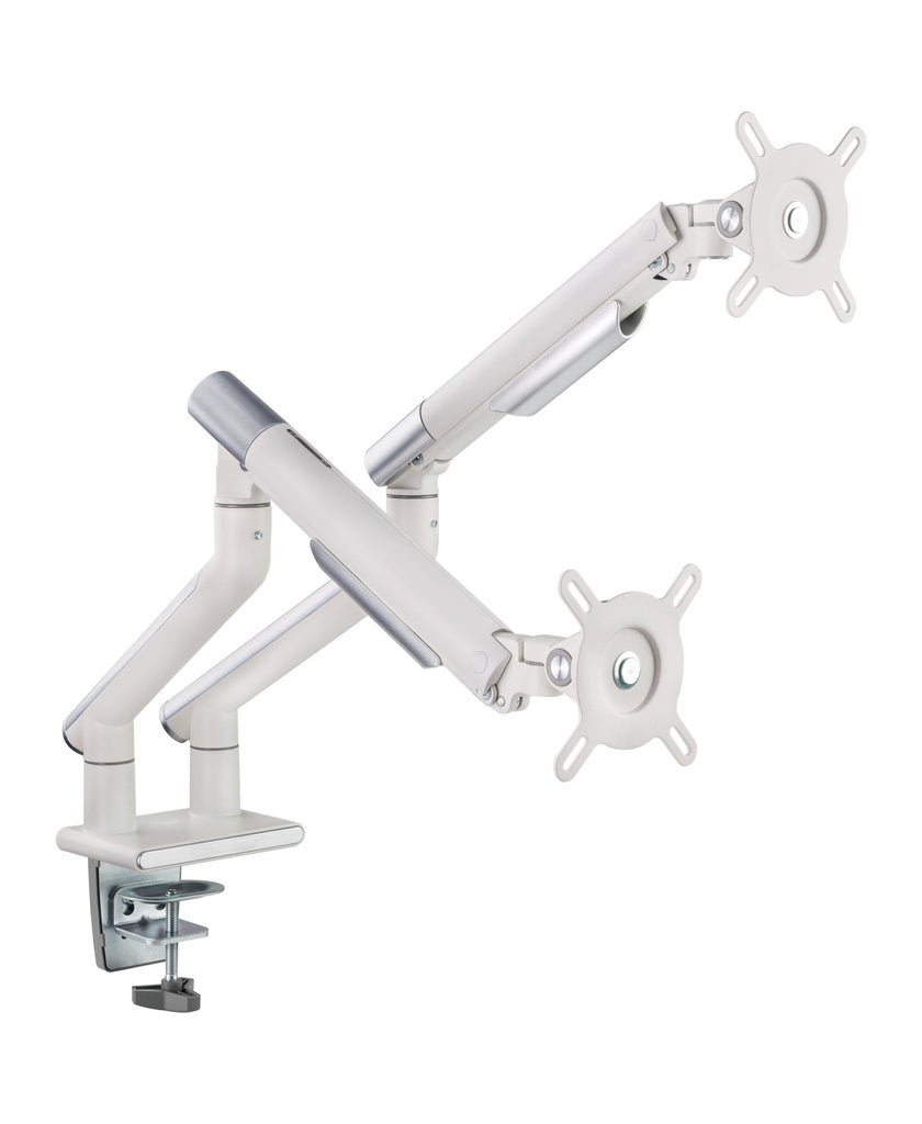 Twisted Minds Dual Monitors Premium Slim Aluminum Spring-Assisted Monitor Arms - White