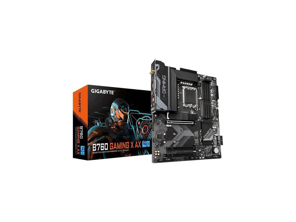 GIGABYTE B760 GAMING X AX LGA 1700 Intel ATX Motherboard with DDR5, M.2, PCIe 4.0, USB 3.2 Gen2X2 Type-C, AMD WiFi 6E, 2.5GbE LAN, Q-Flash Plus, PCIe EZ-Latch