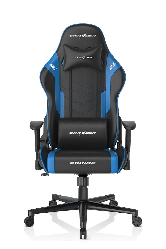 DXRacer Prince Series P132 Gaming Chair, 1D Armrests with Soft Surface - Black/Blue